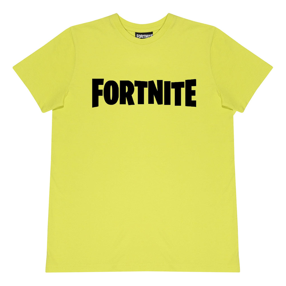 Fortnite Text Logo T-Shirt Girls 7-15 Years Yellow Official Merchandise
