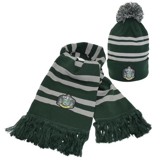 Harry Potter Slytherin House Knitted Scarf and hat Green and Grey
