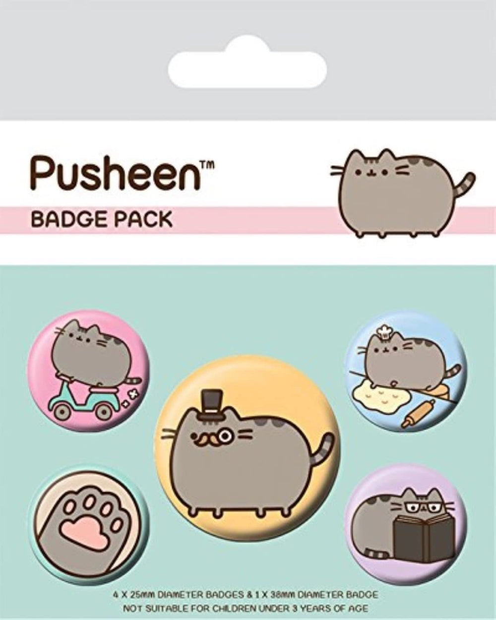 Pusheen - Fancy Badge Set - Pack of 5 Colourful Badges with Safety Pin Fastening