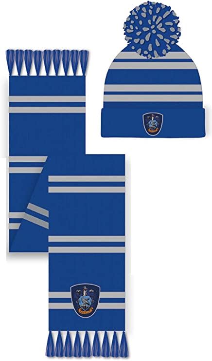 Harry Potter Ravenclaw House Knitted Scarf and hat Blue and Grey