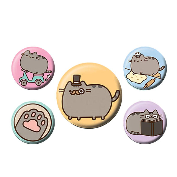 Pusheen Novelty Badge Set – 5 Cute Cat Pin Badges