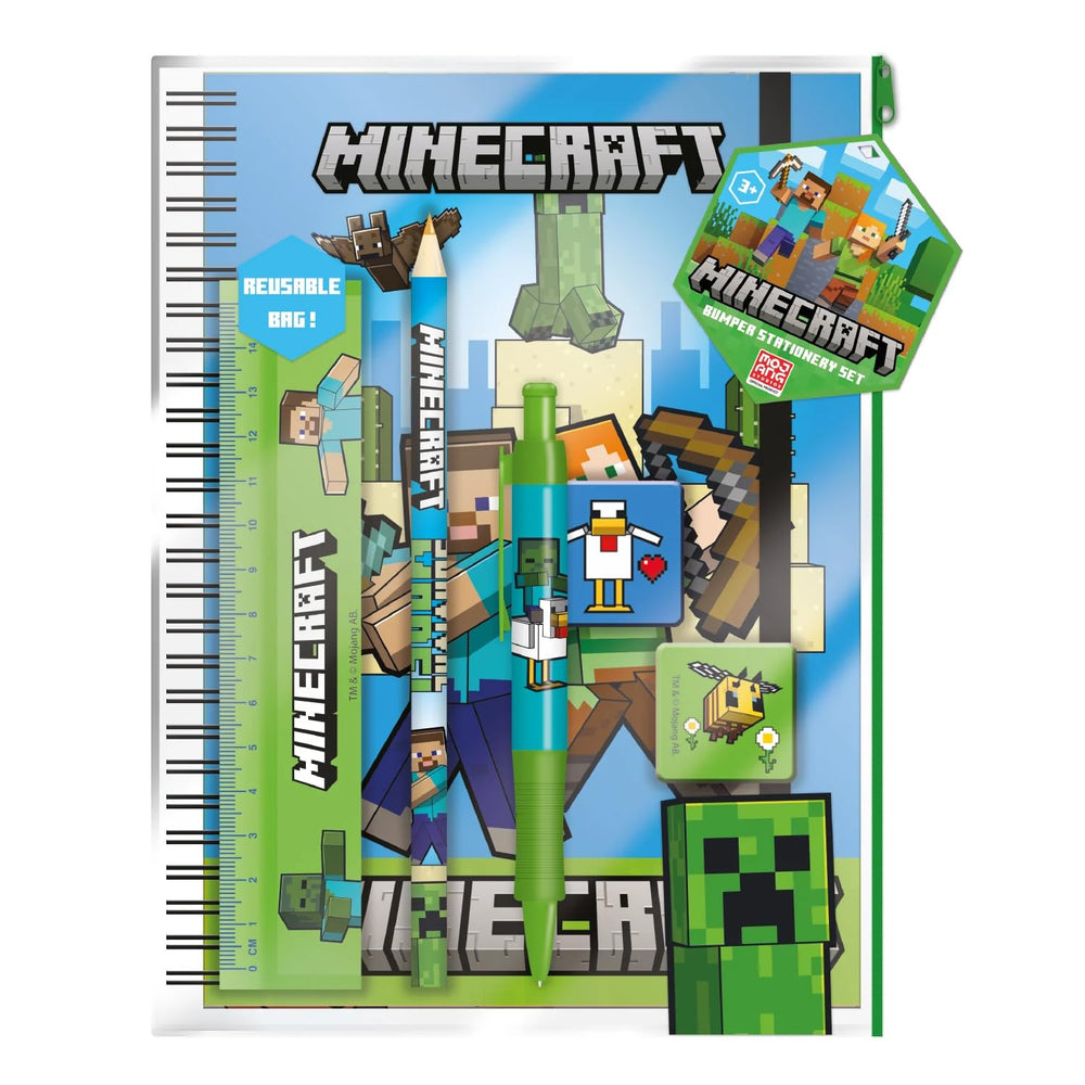 Minecraft Classic A5 Bumper Stationery Set Blue/Green One Size