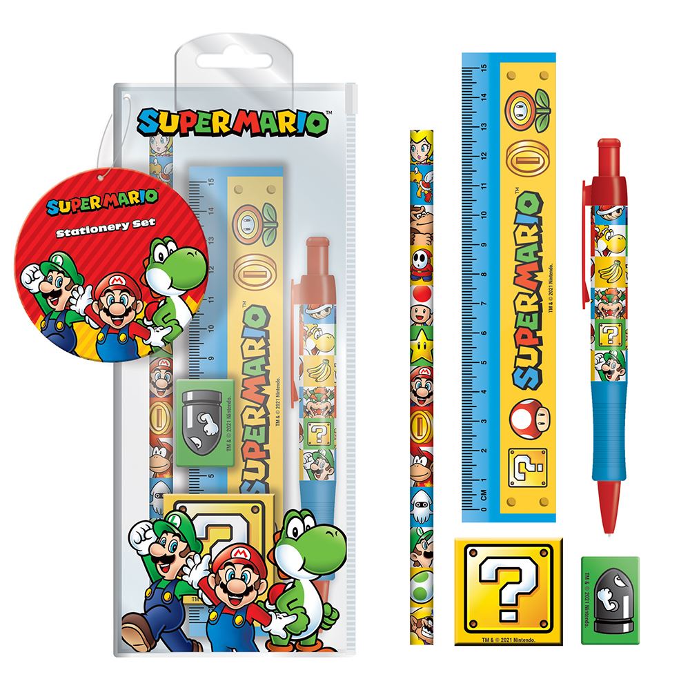 SUPER MARIO | 5 Piece Stationery Set | Officially Licensed