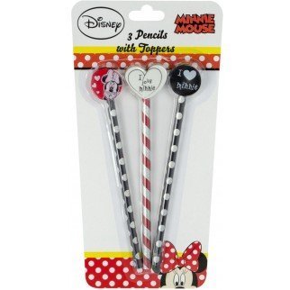 Disney Minnie Mouse HB Pencil Rubber Toppers x 3