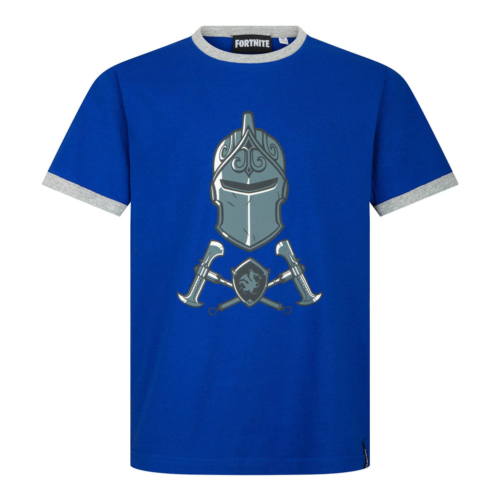 Epic Games Fortnite T-Shirt Short Sleeve Boys Design Knight Black Blue 10 Years