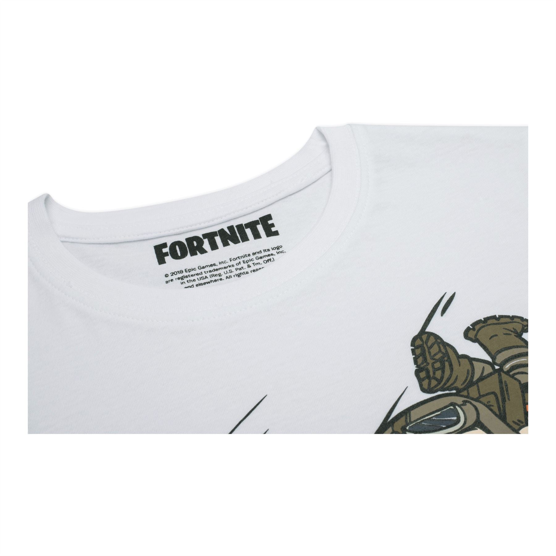 FORTNITE | TROLLEY | White | Short Sleeved | Unisex Kids | Crew | Gaming Cotton T-Shirt Sizes 10 - 16 Years