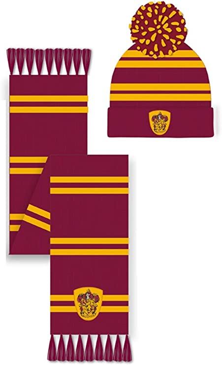 Harry Potter Gryffindor House Knitted Scarf and hat Red and Yellow
