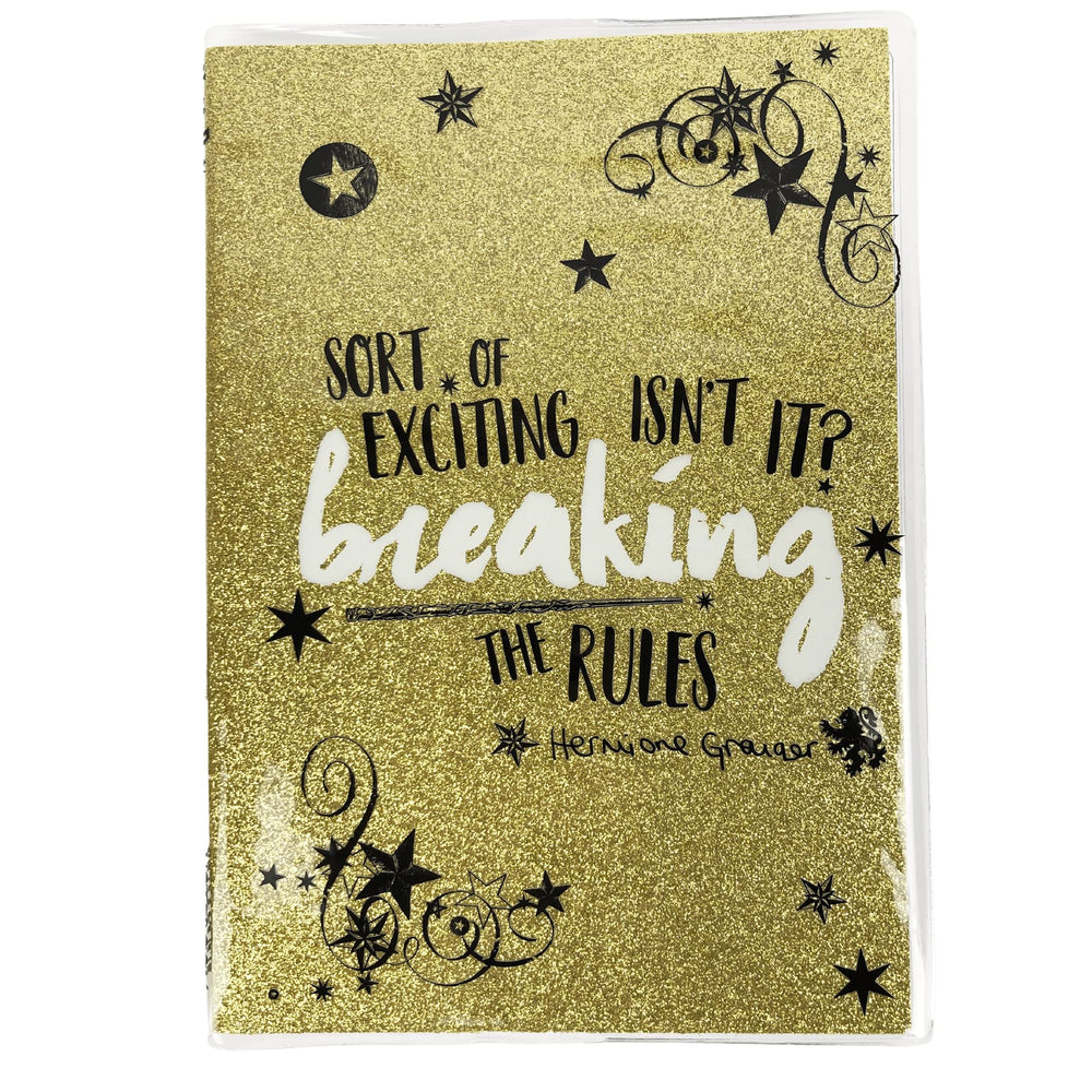 Official Harry Potter: Hermione Gold Glitter Breaking The Rules A5 Notebook