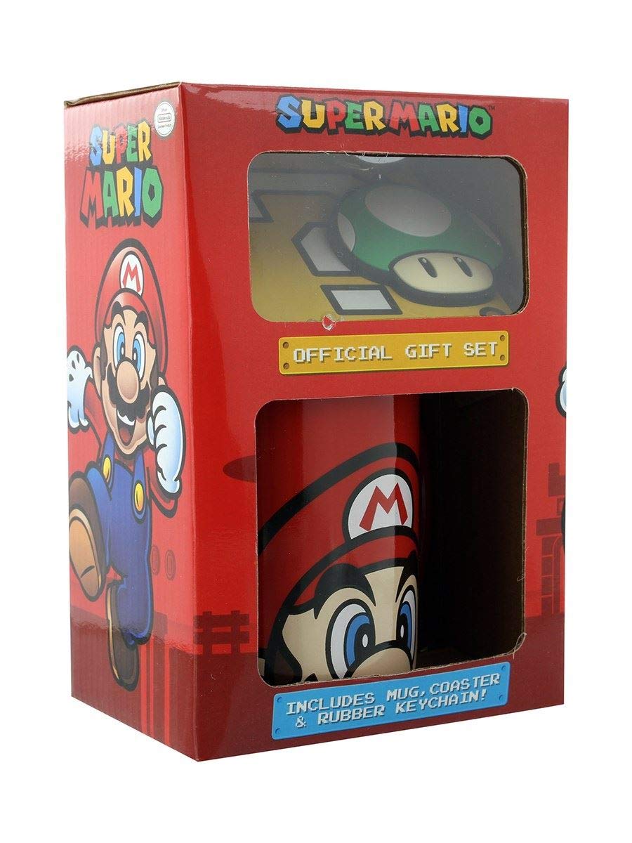 Ultimate Super Mario Gift Set: Ceramic Mug Coaster & Keychain Combo - Perfect for