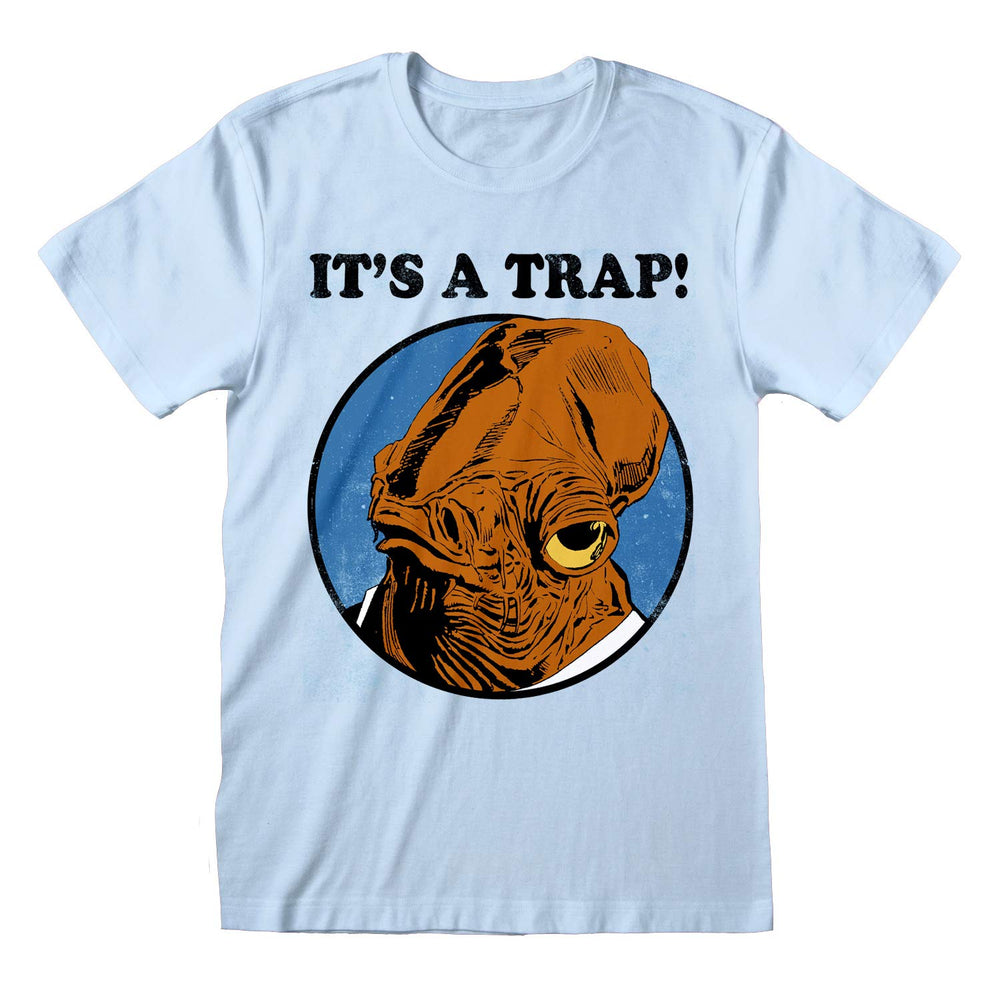Official Star Wars Admiral Ackbar Its A Trap Unisex Blue T-Shirt (Ex Ex Large)