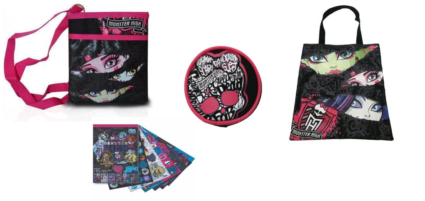 MONSTER HIGH | Crossover Shoulder Bag, Shopper Bag, Purse with Free Stickers
