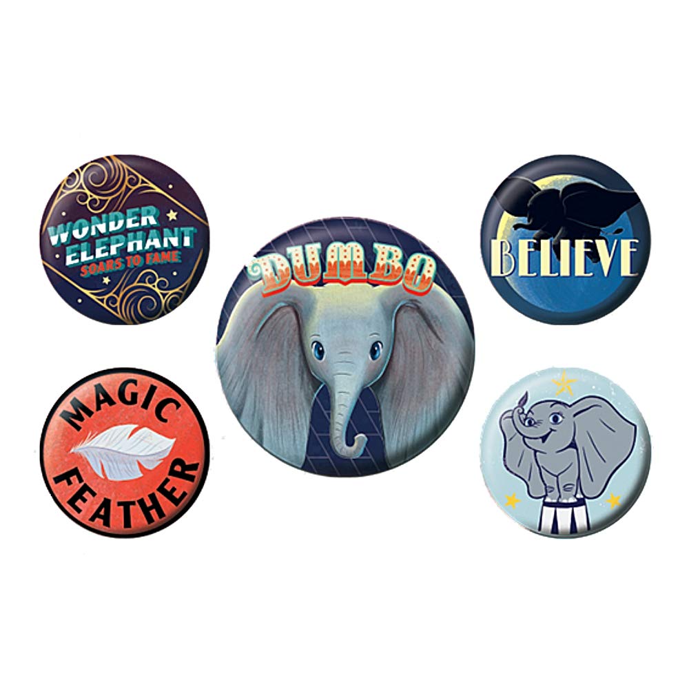 Genuine Disney Dumbo Movie The Flying Elephant 5 Piece Button Badge Set