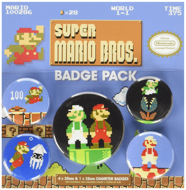 Super Mario Bros Retro Badge Pack – 5 Badges