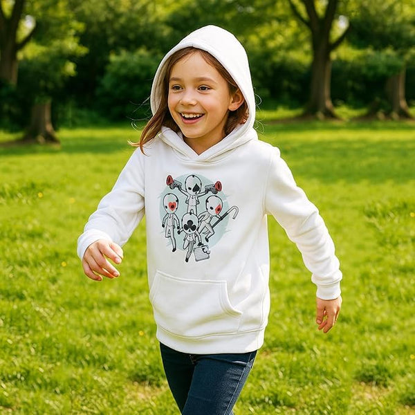 Fortnite Wild Card White Long Sleeved Unisex Kids Drawstring Hooded Gaming Cotton