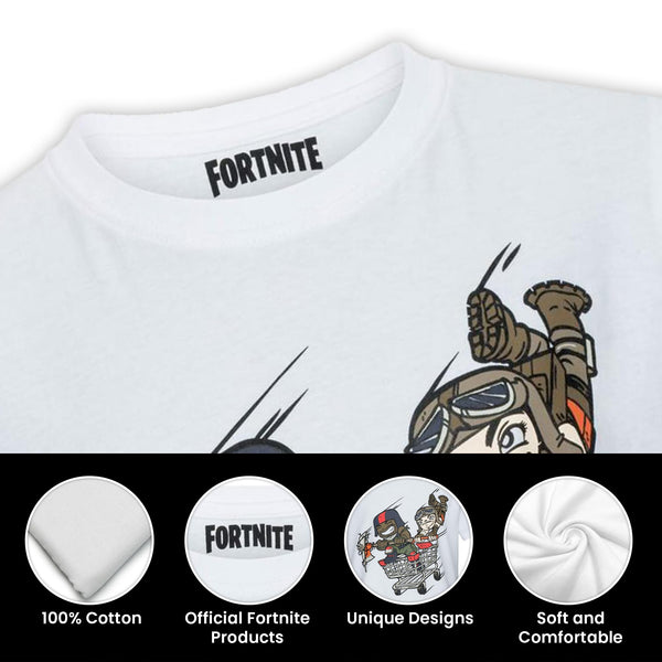 Fortnite Trolley Dash T Shirt White Cotton Short Sleeve Tee Battle Royale Video