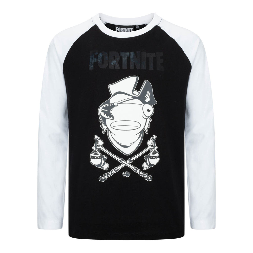 Fortnite Captain Fishsticks Black Long Sleeved Unisex Kids Crew Neck Gaming