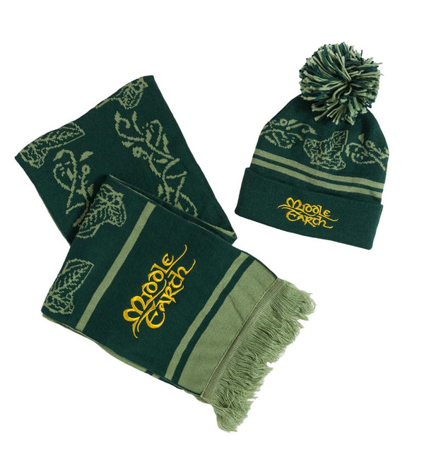 Lord Of The Rings Middle Earth Knitted Bobble Hat and Scarf Set
