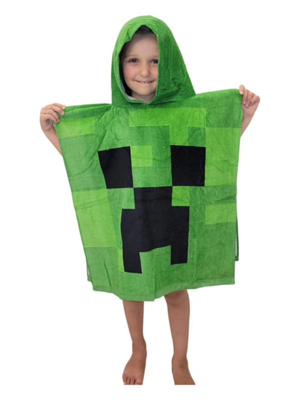 Minecraft Hooded Poncho - Unisex Creeper Green Towel for Ultimate Gaming Comfort