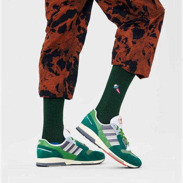 Happy Socks Ribbed Embroidery UFO Unisex Adult Printed High Socks multicoloured