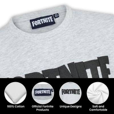 Fortnite Game Logo Grey Gaming Cotton Youth Kids T-Shirt – Age 10–16