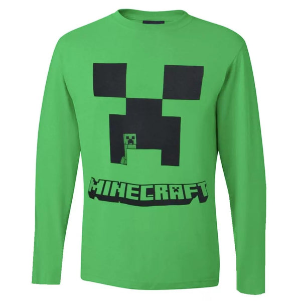 Minecraft Creeper Kids Movie T-Shirts Official Unisex Green Long Sleeved Shirt
