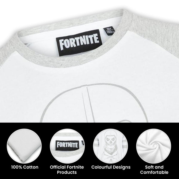 Fortnite White Skull Long Sleeved Gaming T-Shirt Ages 10-16 Years (12 Years)