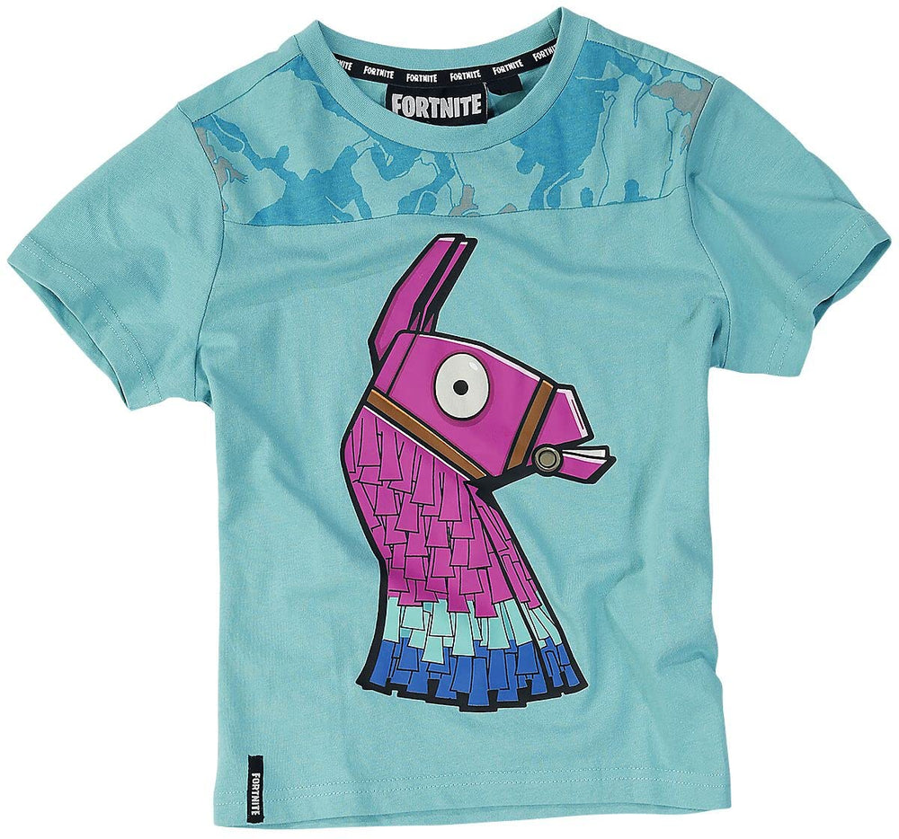 Fortnite T-Shirt for Kids Unisex Cotton Short Sleeve Blue Alpaca Design Size 7-8