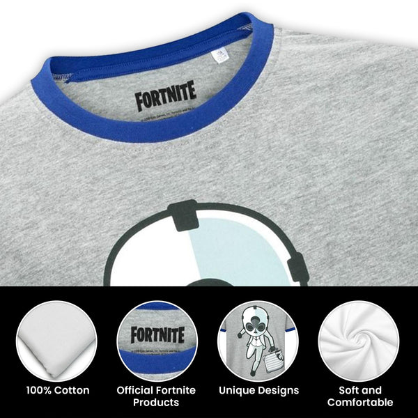 Fortnite Short Sleeve Business Man Red Crew Neck Unisex Youth T-Shirt Grey 11-12