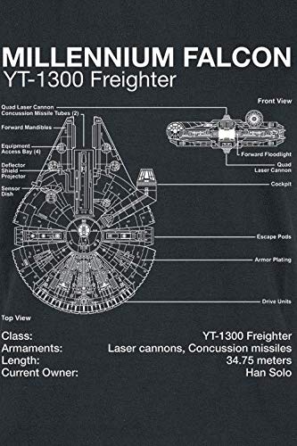 Star Wars Millenium Falcon - Sketch T-Shirt Womens Black normal