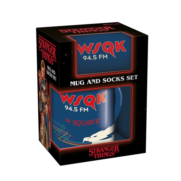 Stranger Things Mug & Sock Set Wsqk Radio Design With Blue Socks 315ml/11oz