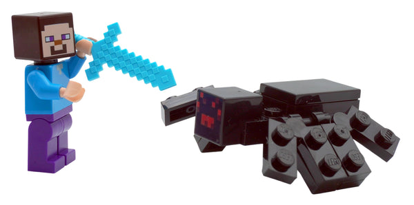 Lego Minecraft: Steve Minifigure with Pickaxe and Spider