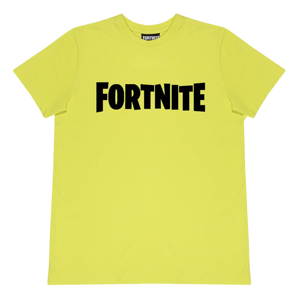 Fortnite Logo Boys T-Shirt Short Sleeve Lime Green T-Shirt Yellow