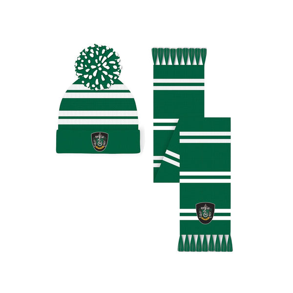 Harry Potter Slytherin Crest Bobble Hat and Scarf