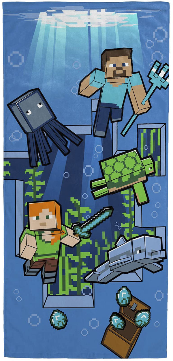 Minecraft Underwater Adventure Bath/Pool/Beach Towel - Super Soft & Absorbent