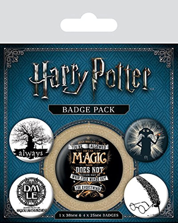 Harry Potter Symbols Badge Pack – 5 Badges (Multicoloured)