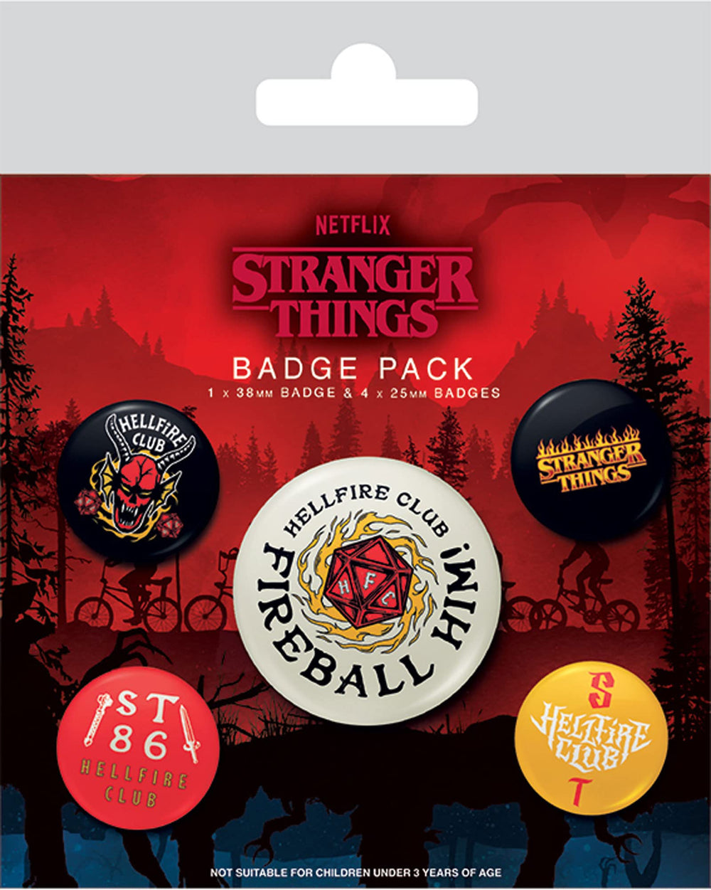 empireposter Stranger Things 4 - Hellfire Club - 5 przypinek dla fanów - rozmiar