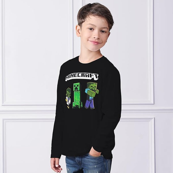 Minecraft Creeper Chicken Jockey Kids Movie T-Shirts Official Unisex Black Long