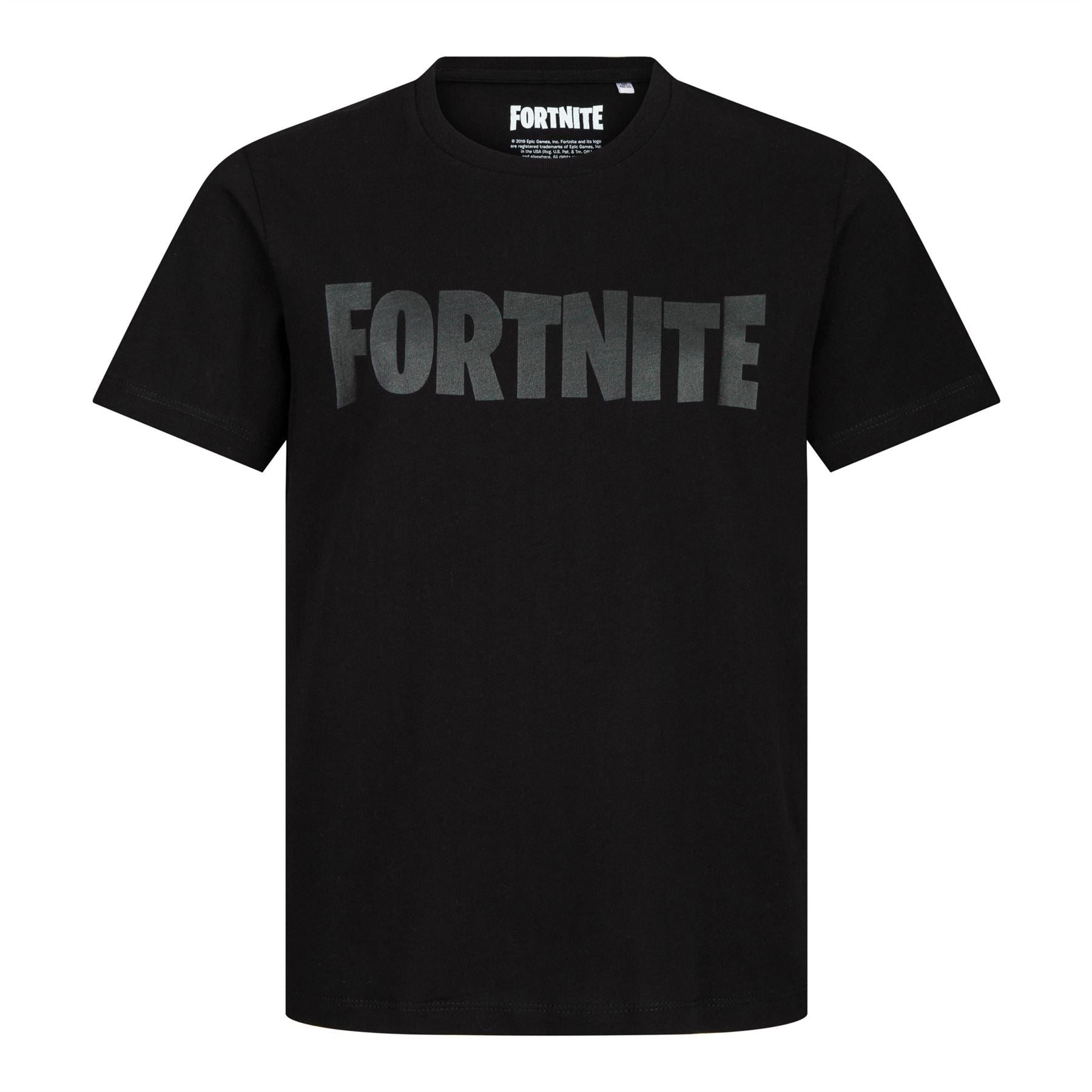 FORTNITE | Youth T-Shirt | SILVER LOGO | BLACK | Age 10-16