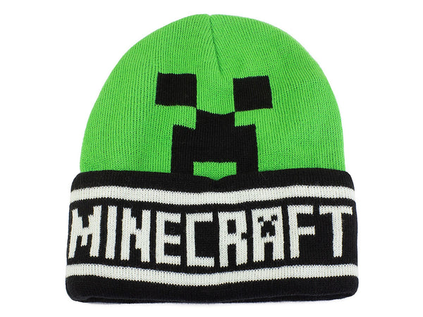 Heroes Inc Minecraft Creeper Face Beanie Hat Green
