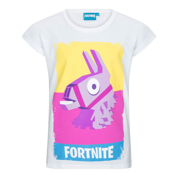 Official Fortnite No Drama Llama Multicoloured Short Sleeved Crew Neck T Shirt