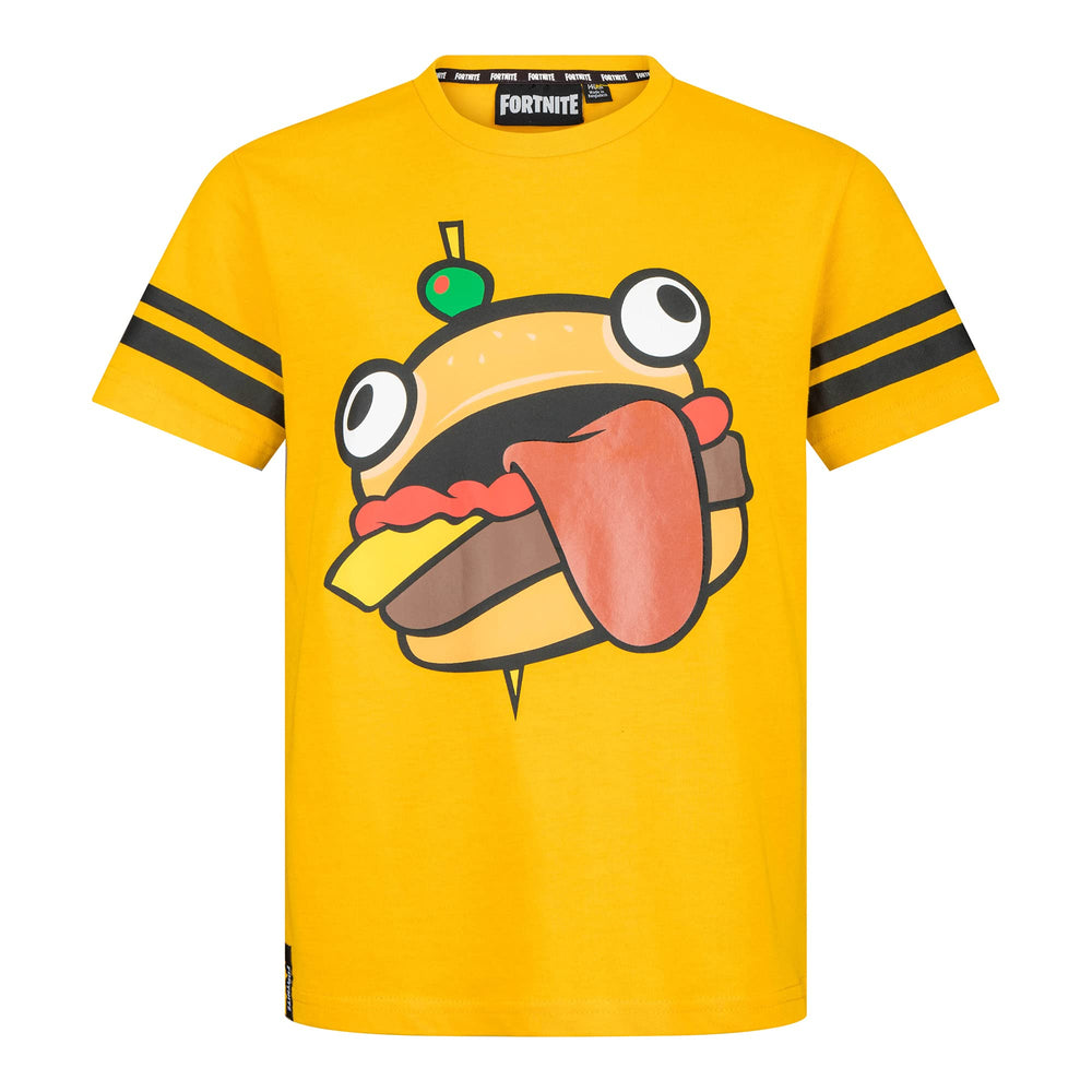 Epic Games Fortnite Short Sleeve T-Shirt Durr Burger Orange Kids Shirt Ages 5-14