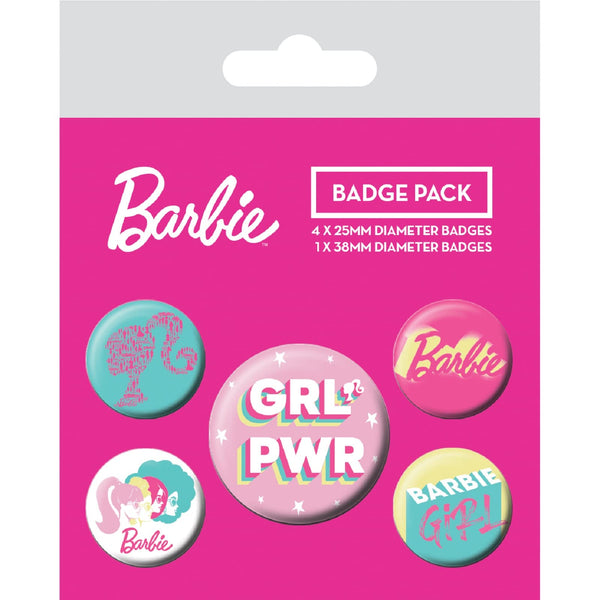Barbie Girl Power Badge Pack - 5 Safety Pin Backed Badges