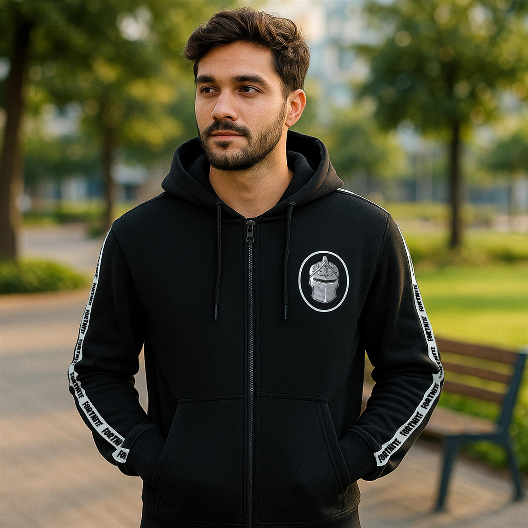 Official Fortnite Adult Black Knight Zipped Hoodie – Long-Sleeve Unisex Gaming Jacket – Sizes S-XL