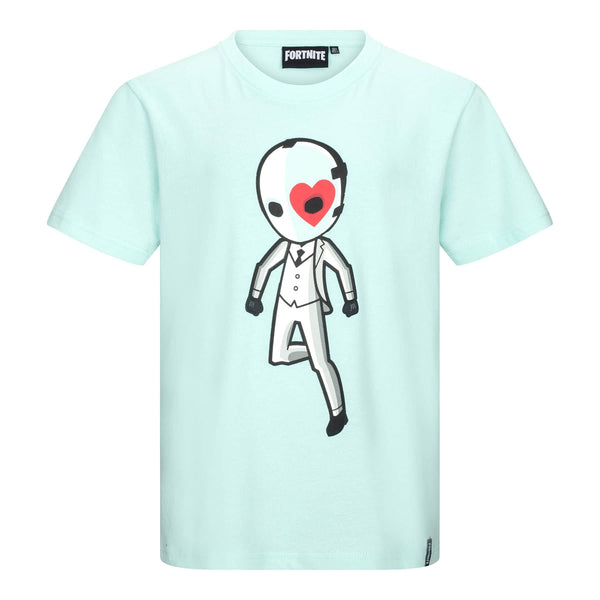 Fortnite Short Sleeve Business Man Red Crew Neck Unisex Youth T-Shirt Aqua 13-14