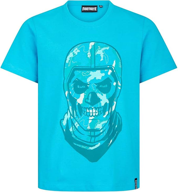 Fortnite Skull Trooper T Shirt Blue Short Sleeved Unisex Youth Tee