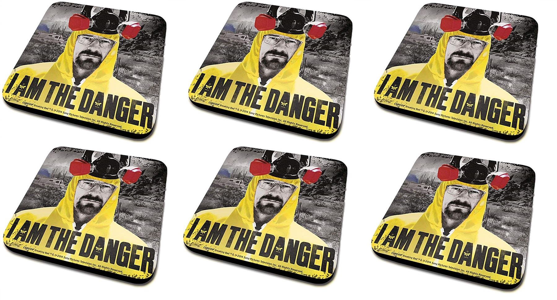 Set of 6 x BREAKING BAD COASTER "I Am The Danger" Drinks Table Coaster