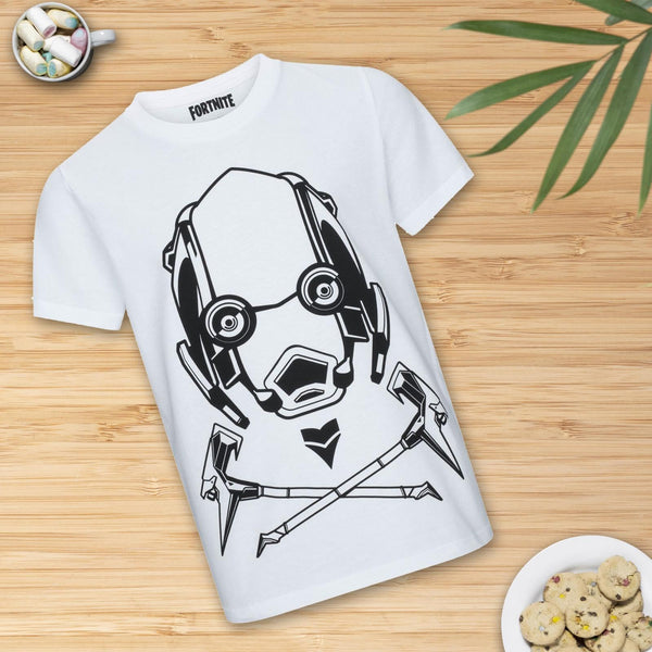 Fortnite The Sky Stalker White Short Sleeve Unisex Kids Crew Neck Gaming Cotton