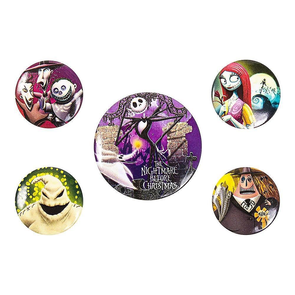 NIGHTMARE BEFORE CHRISTMAS Characters Badge Pack of 5 Safety Pin Backed Badges