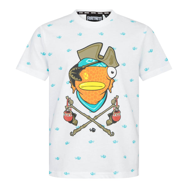 Fortnite Captain Fishsticks White Gaming Cotton T-Shirt Sizes 7-14 Years (12