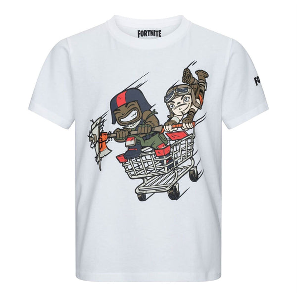 Fortnite Trolley Dash White Youth Unisex Cotton Gaming T-Shirt Ages 10-16 Years